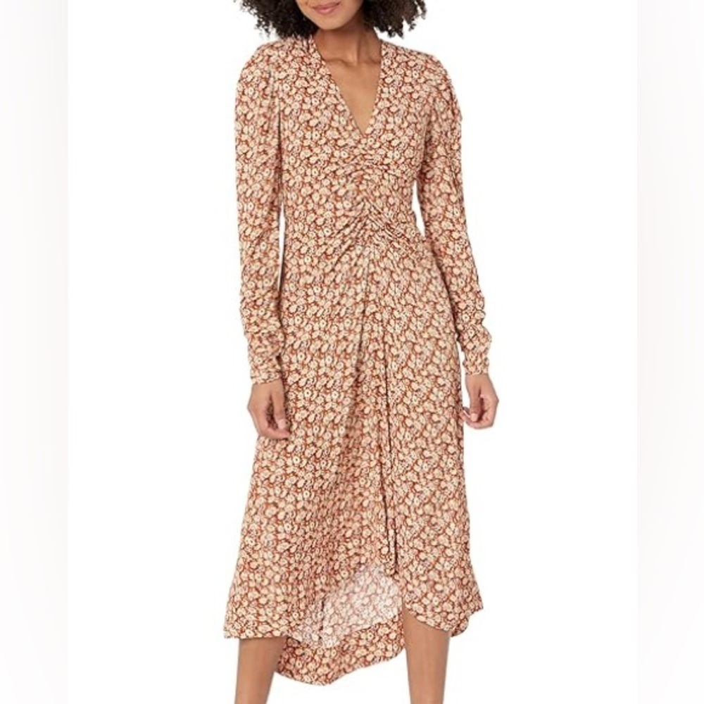 NWT Joie Haruko Long Sleeve Floral Print Lightweight Relaxed Midi Dress Size 2